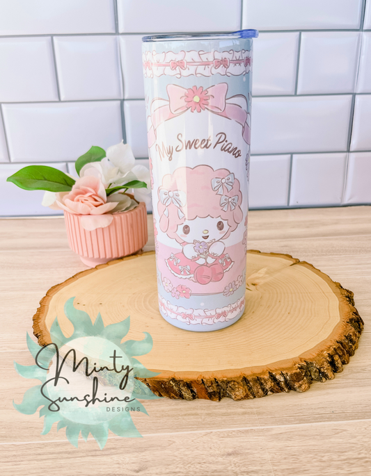 Kawaii Bow Sweet Piano 20 oz Stainless Steel Tumbler