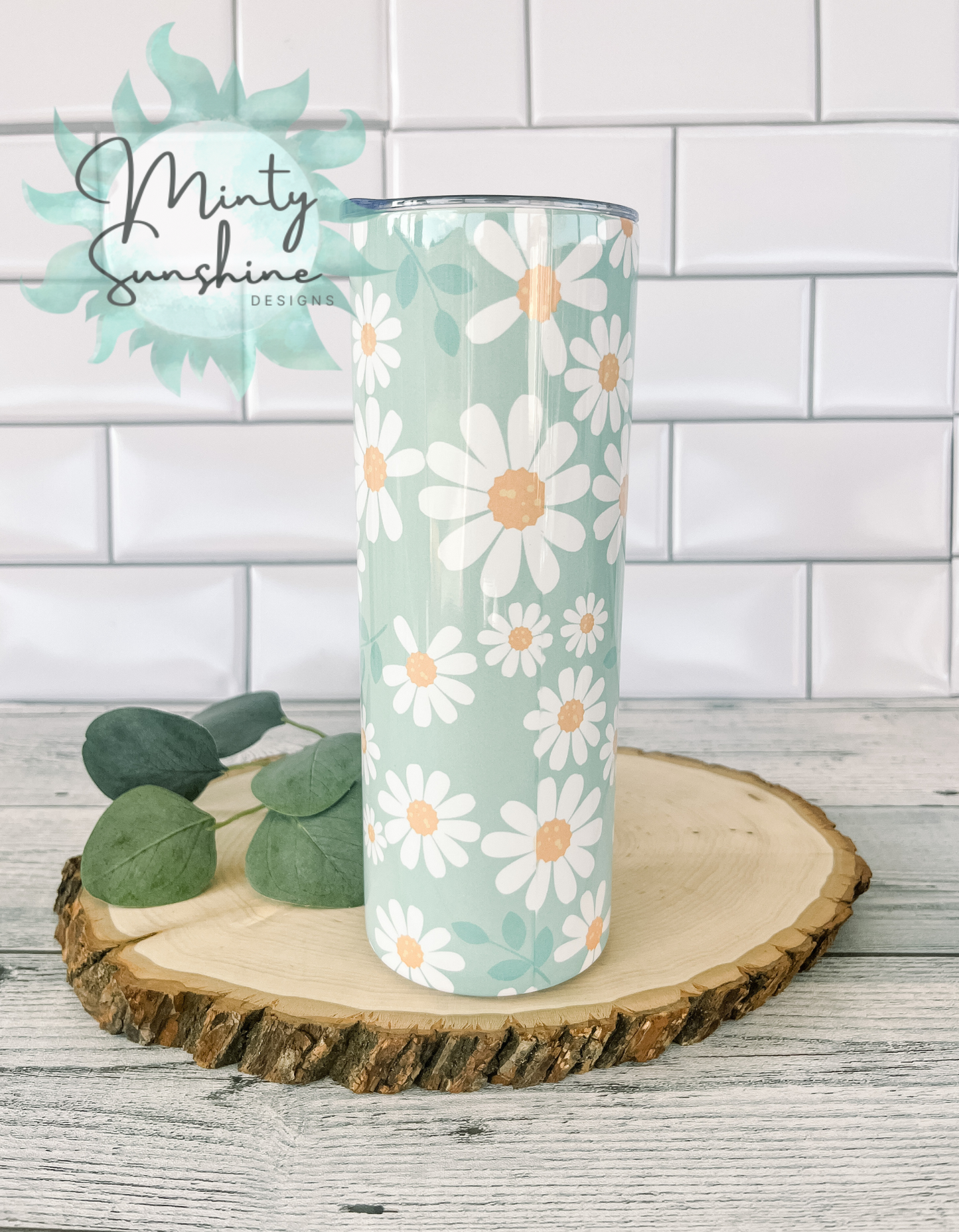 Minty Daisy 20oz Stainless Steel Tumbler