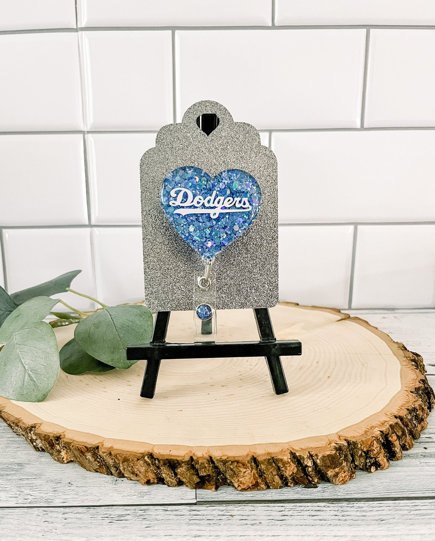 I Heart Dodgers Badge Reel ID Holder