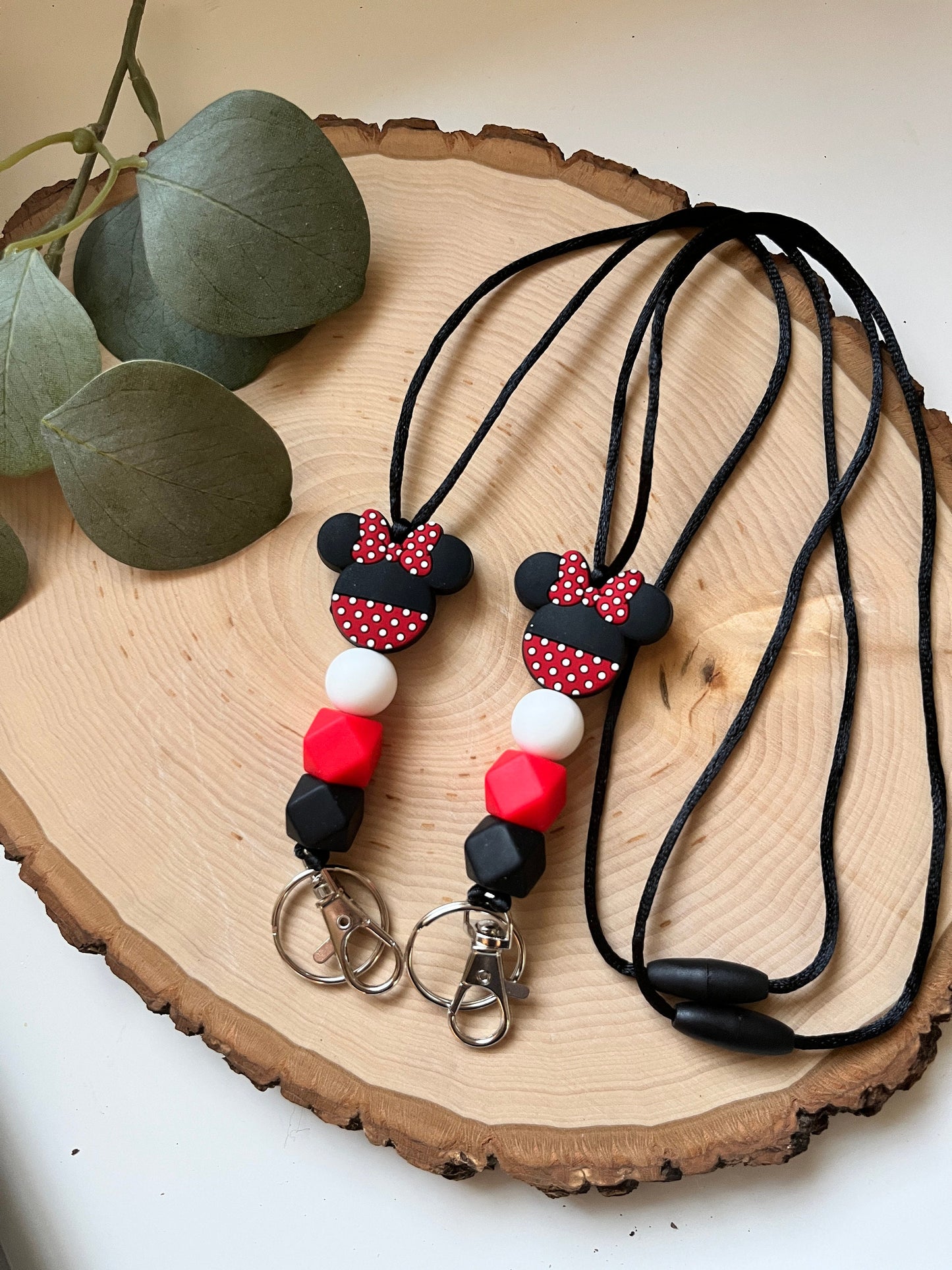 Mouse w/ Bow Silicone Beaded Lanyard