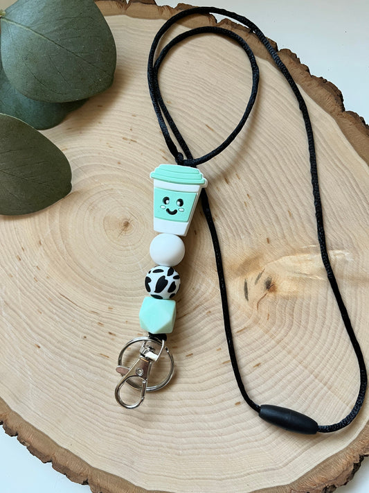 Mint Coffee Silicone Bead Lanyard