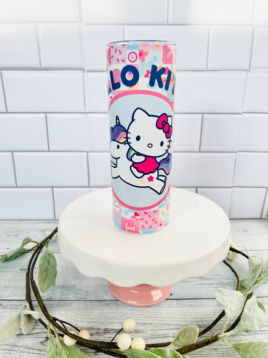 Rainbow Unicorn HK Kitty 20 oz Tumbler