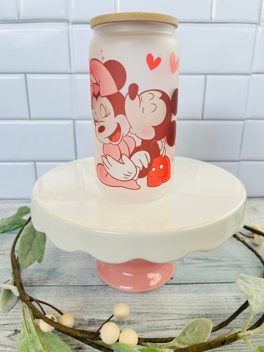 Valentine Mouse 16oz Frosted Libbey Glass Can