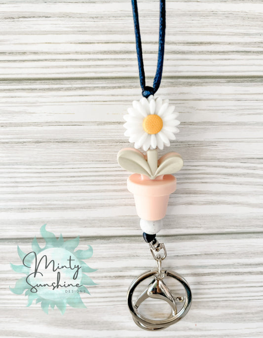 Daisy Planter Silicone Beaded Lanyard