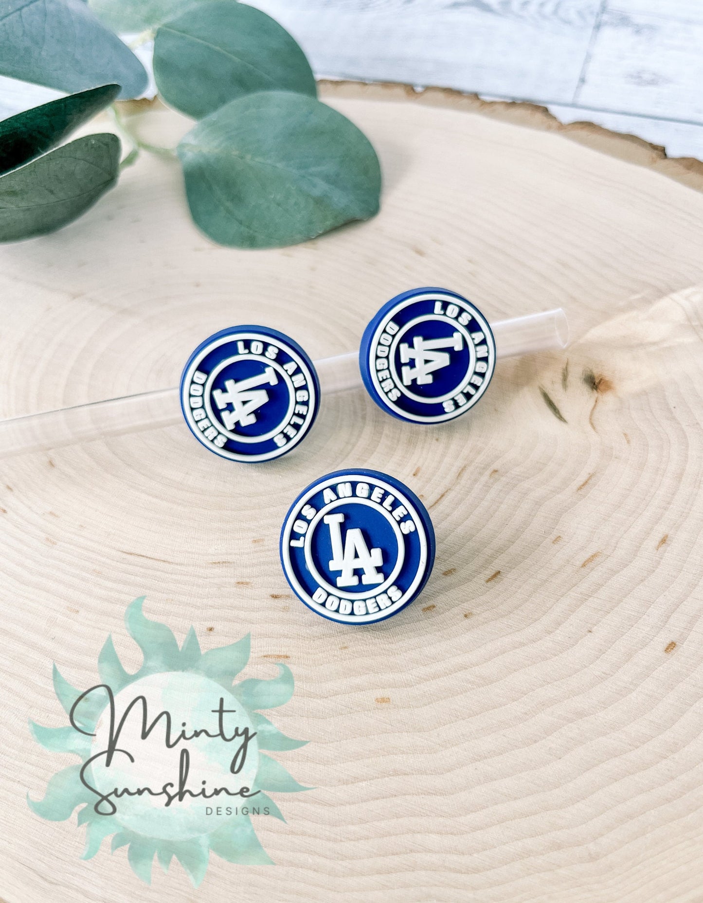 Dodgers Baseball Straw Charms