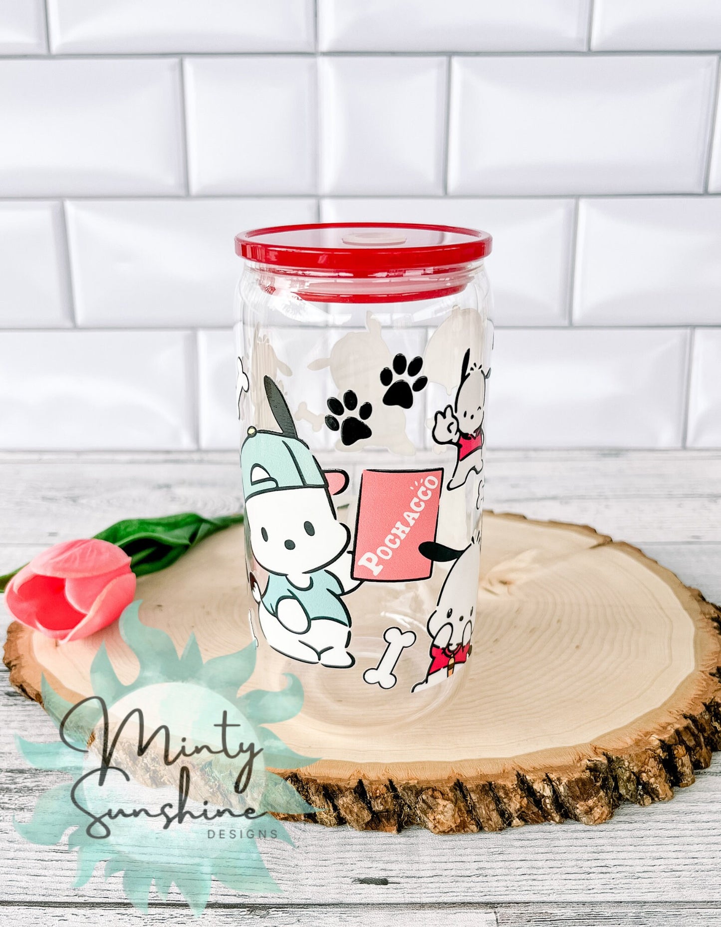 Kawaii Dog UVDTF 16oz Libbey Glass Can Cup