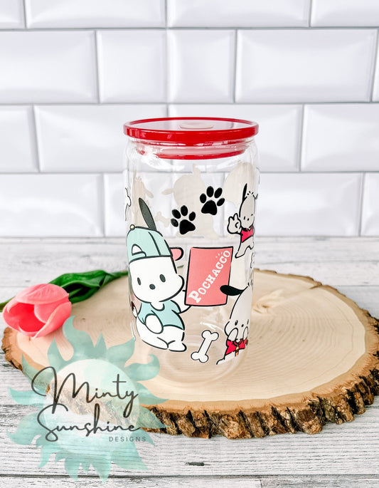 Kawaii Dog UVDTF 16oz Libbey Glass Can Cup