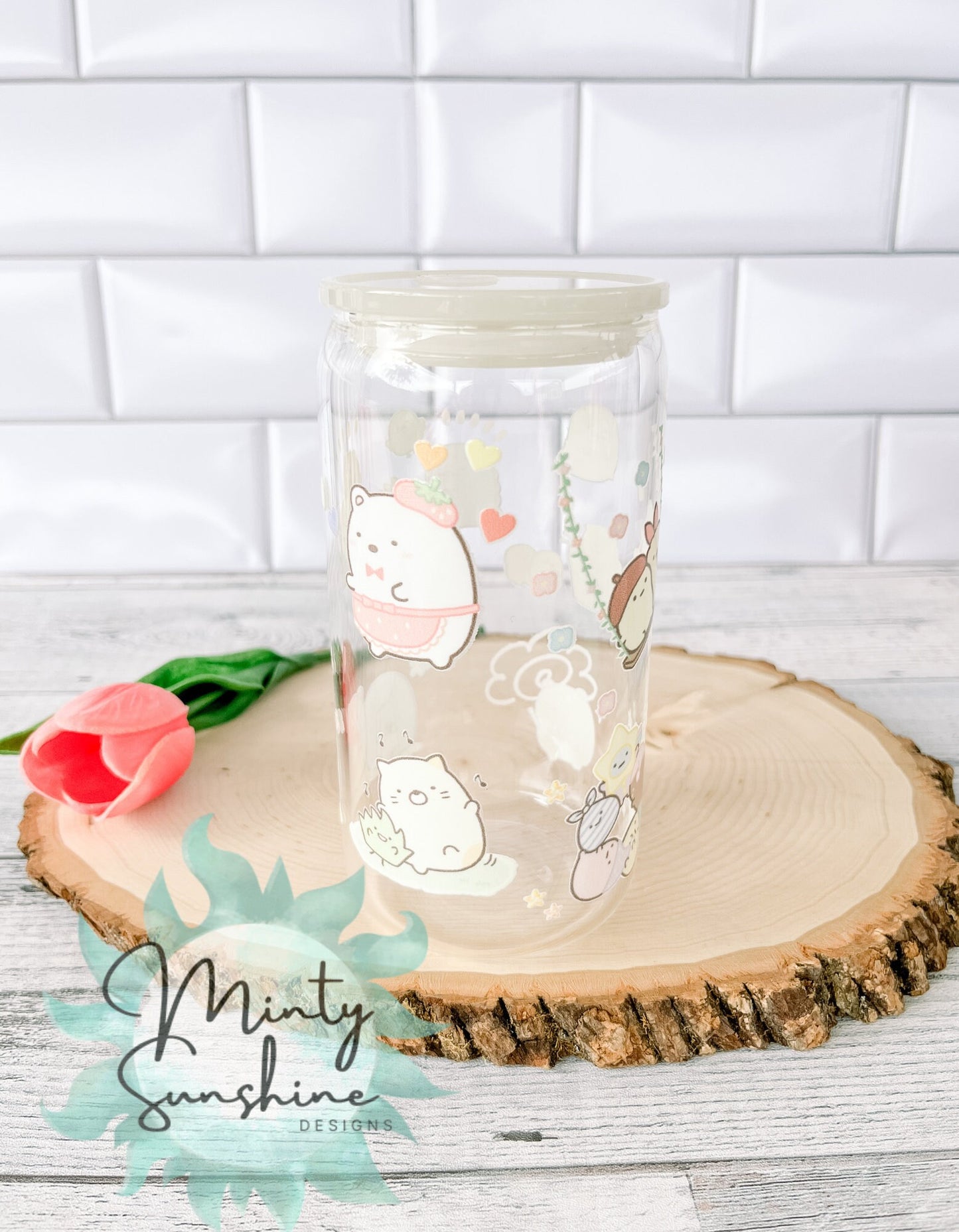 Sumikko Gurashi UVDTF Printed 16oz Libbey Glass Can