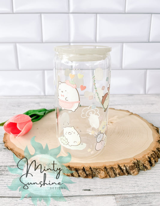 Sumikko Gurashi UVDTF Printed 16oz Libbey Glass Can