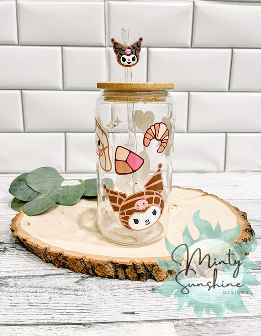 Kawaii Kitty Conchas / Pan Dulce UVDTF 16oz Libbey Glass Can Cup